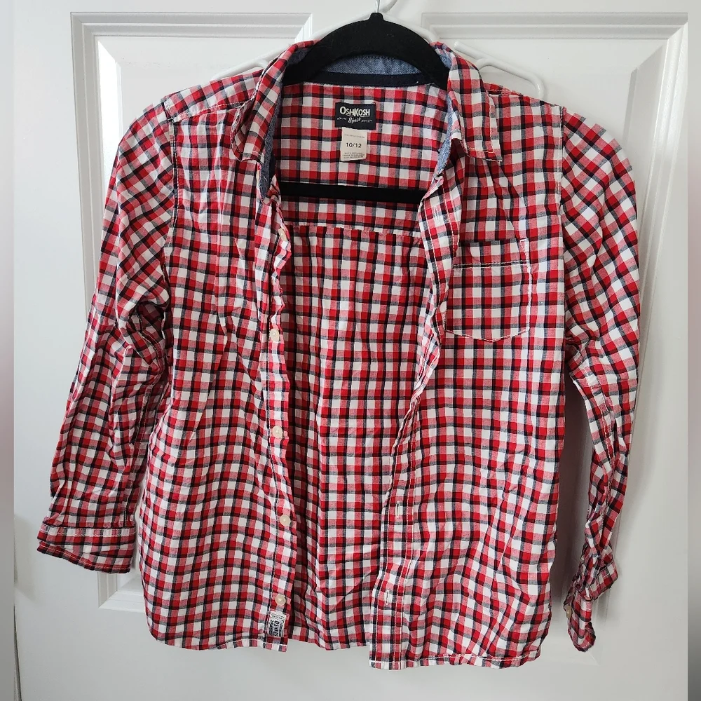 Osh Kosh Plaid Button Up Shirt 10/12